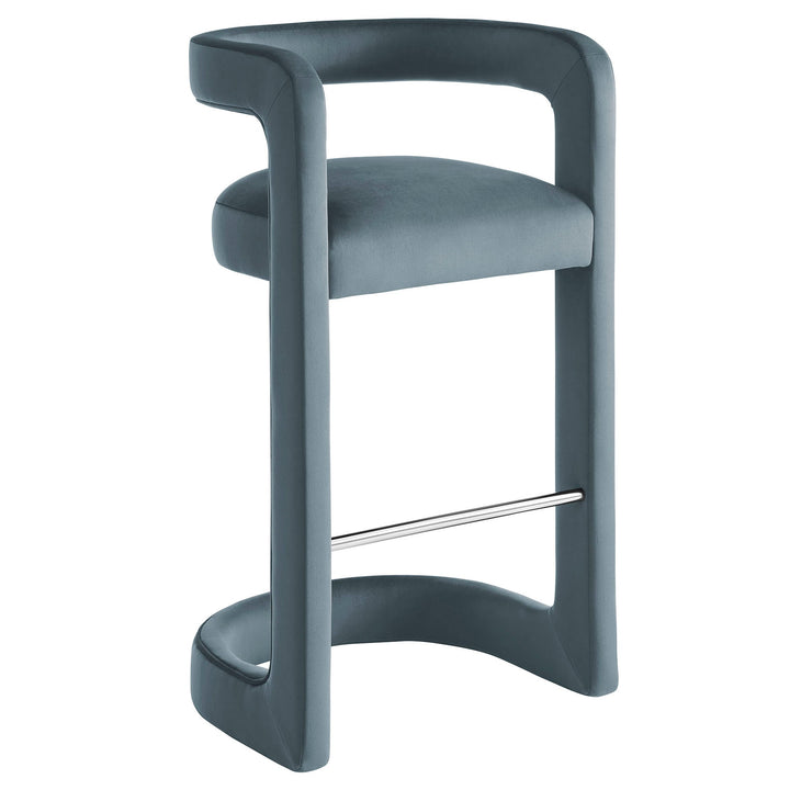 Vigo Velvet Bar Stool - Cadet Blue Denmark Home