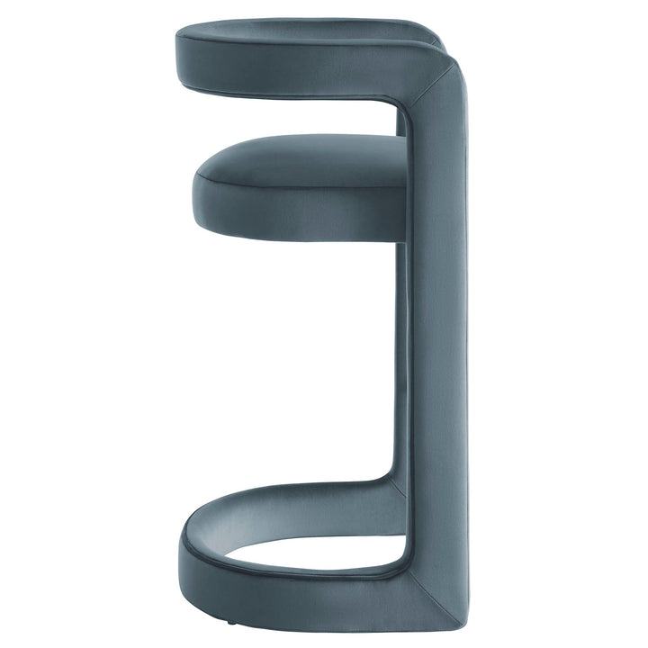 Vigo Velvet Bar Stool - Cadet Blue Denmark Home