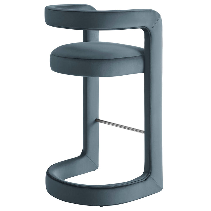 Vigo Velvet Bar Stool - Cadet Blue Denmark Home