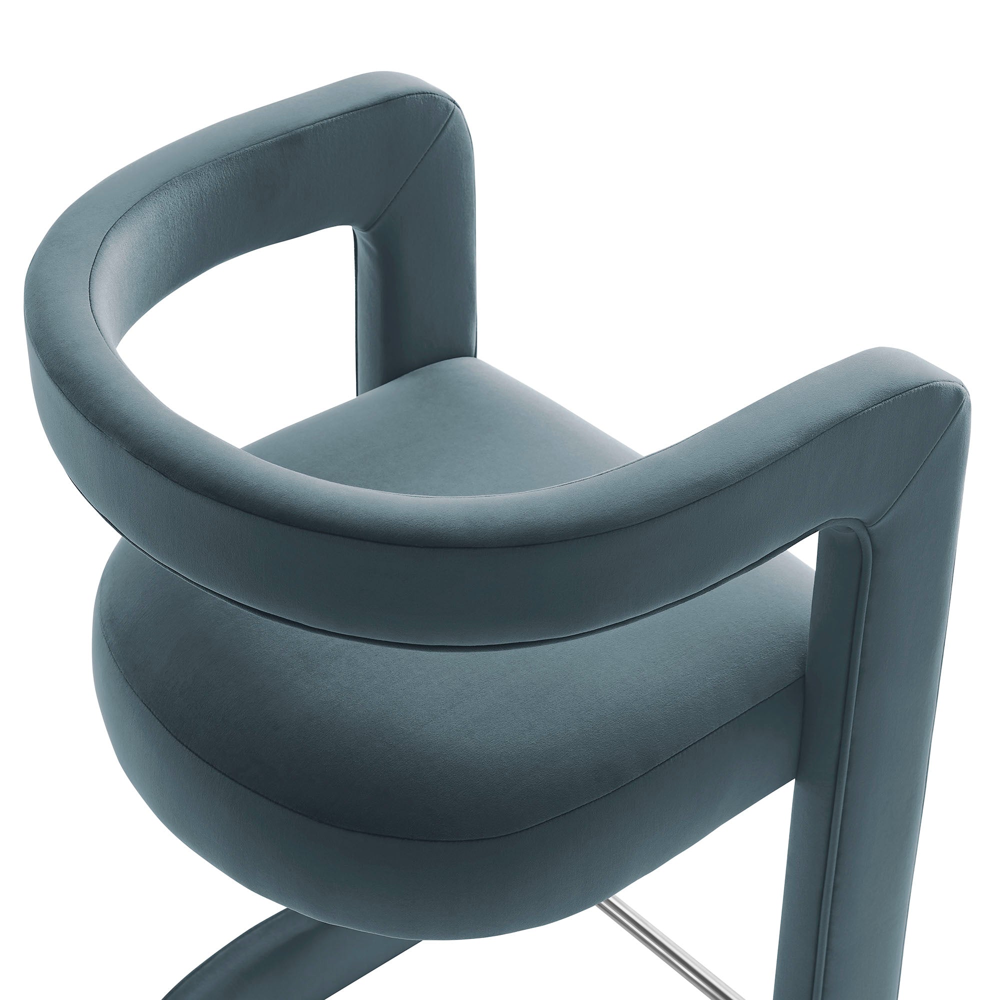 Vigo Velvet Bar Stool - Cadet Blue Denmark Home