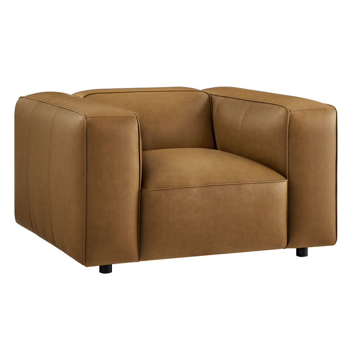 Hex Oversized Vegan Leather Accent Armchair – Camel Denmark Home