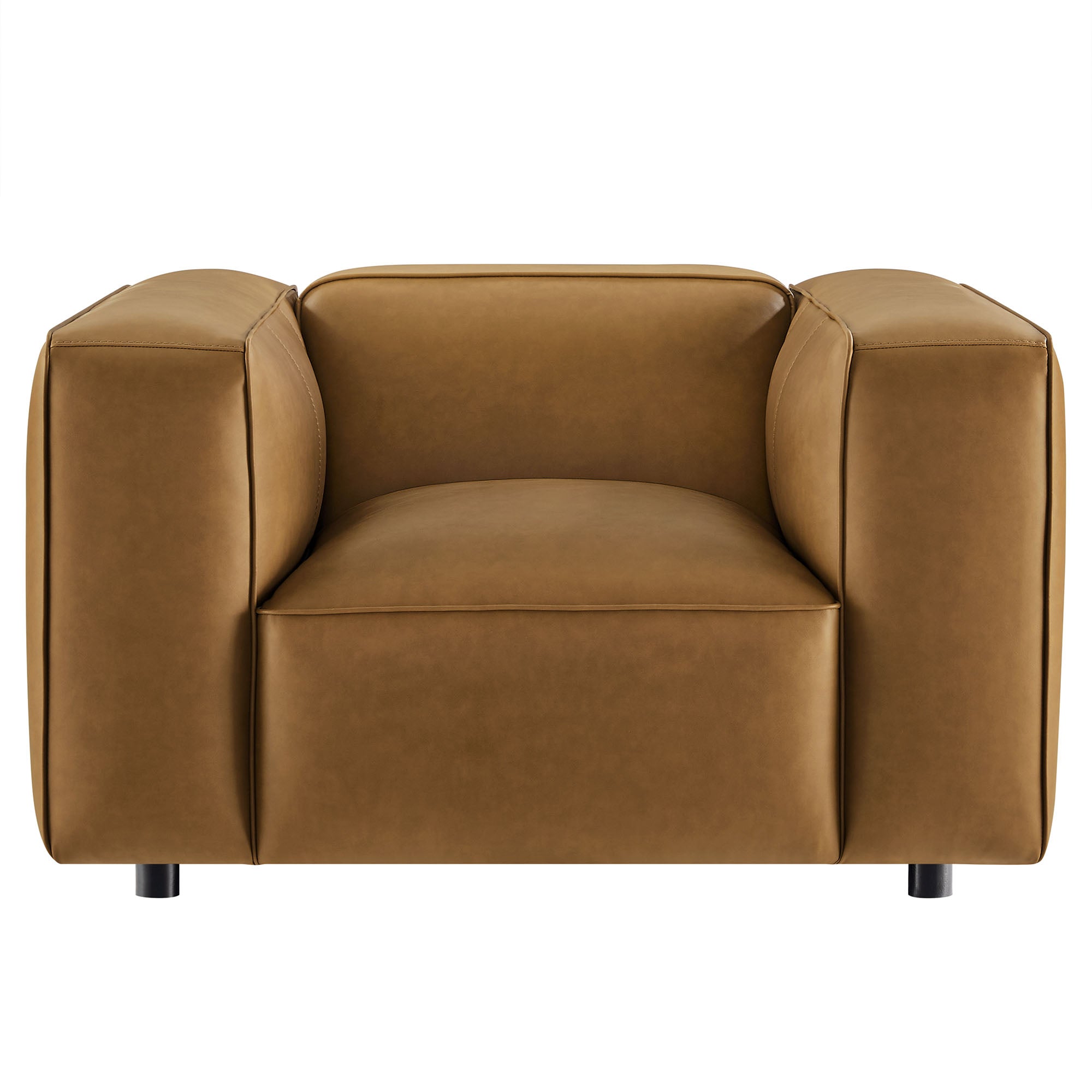 Hex Oversized Vegan Leather Accent Armchair – Camel Denmark Home
