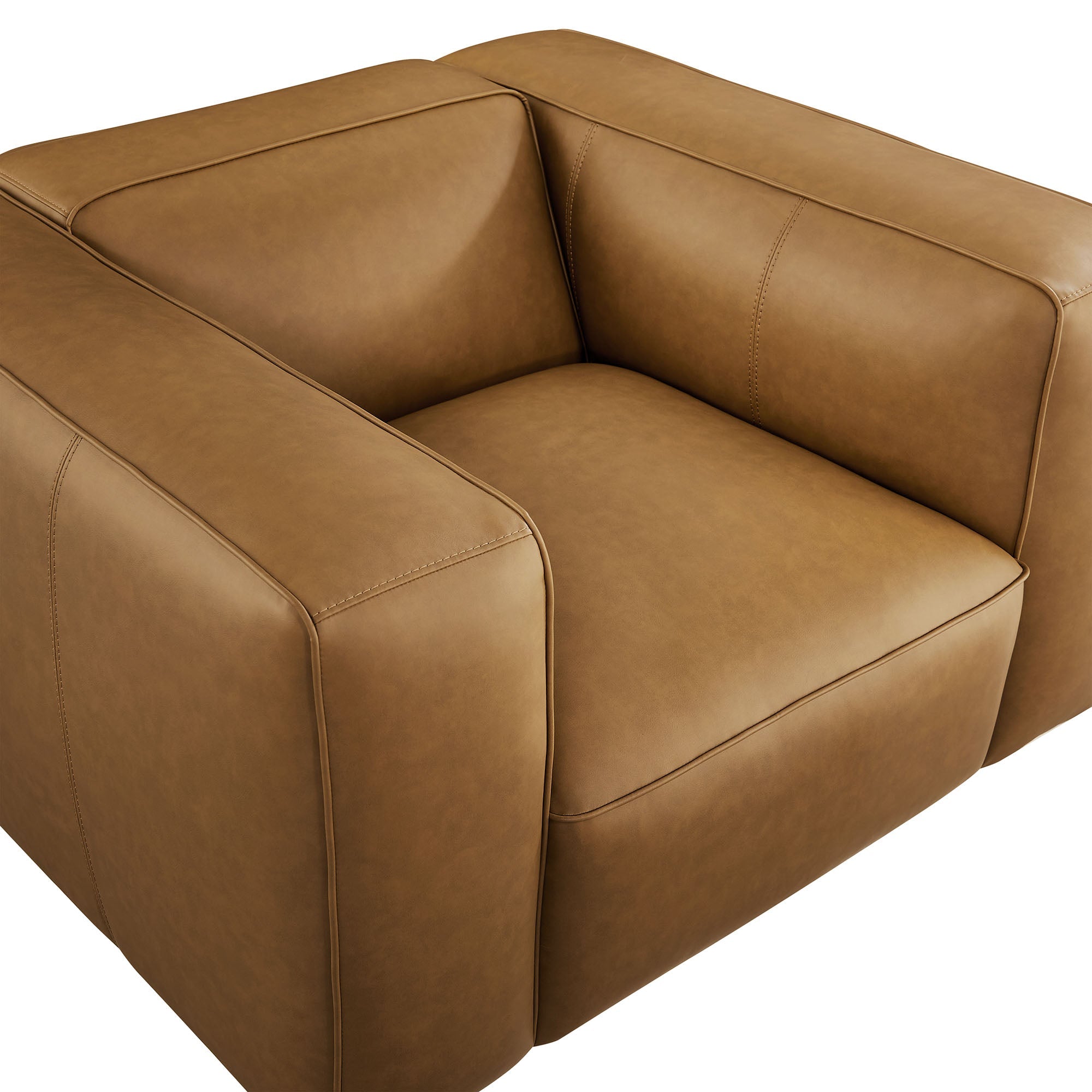 Hex Oversized Vegan Leather Accent Armchair – Camel Denmark Home