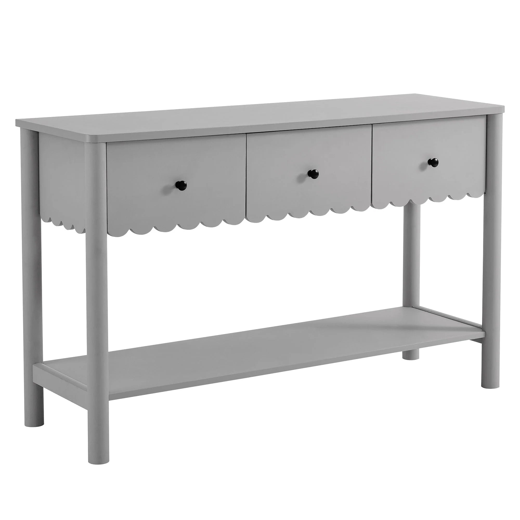 Norelli 3-Drawer Scalloped Console Table - Light Gray Denmark Home