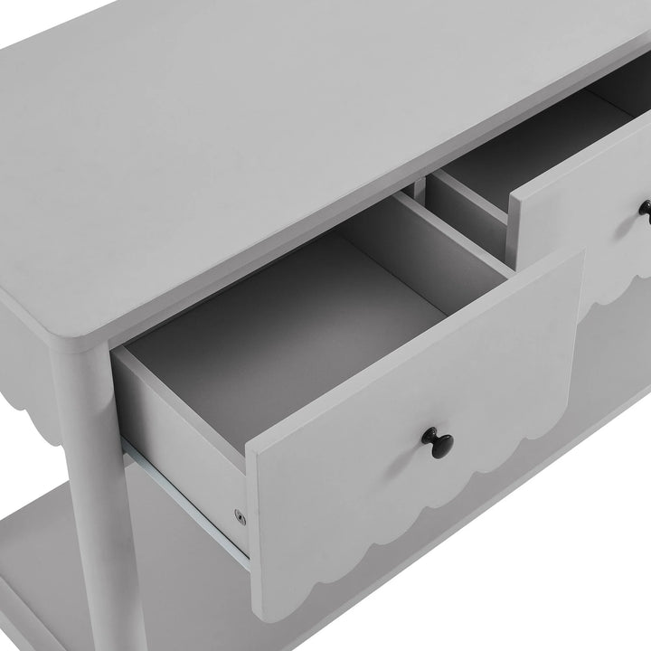 Norelli 3-Drawer Scalloped Console Table - Light Gray Denmark Home