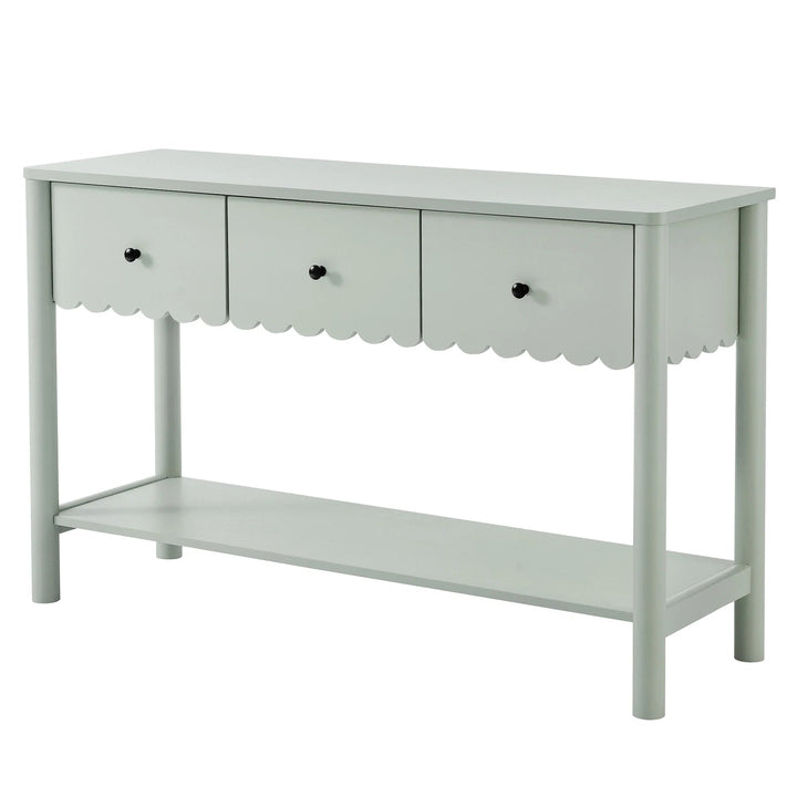 Norelli 3-Drawer Scalloped Console Table - Sage Denmark Home