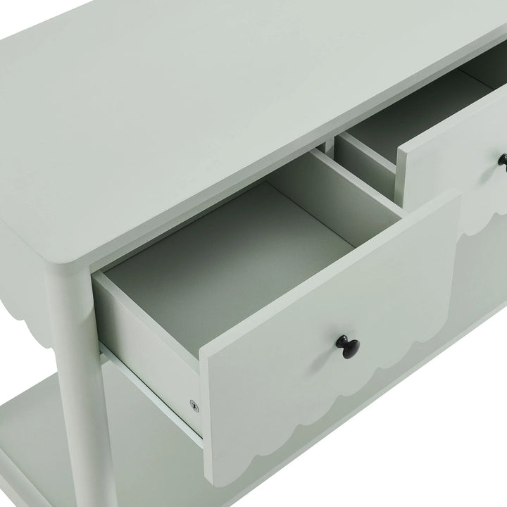 Norelli 3-Drawer Scalloped Console Table - Sage Denmark Home