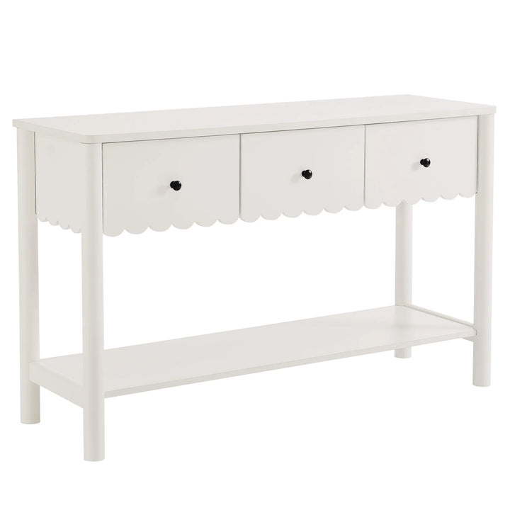 Norelli 3-Drawer Scalloped Console Table - White Denmark Home