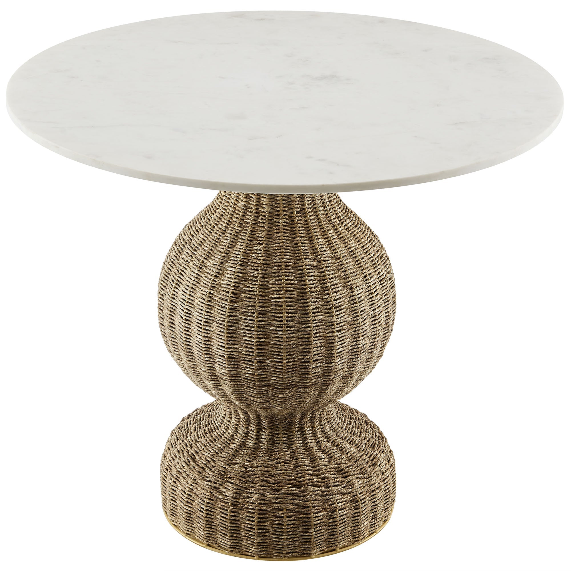 Loom Round Marble Dining Table – Woven Seagrass Pedestal Base 36" Denmark Home