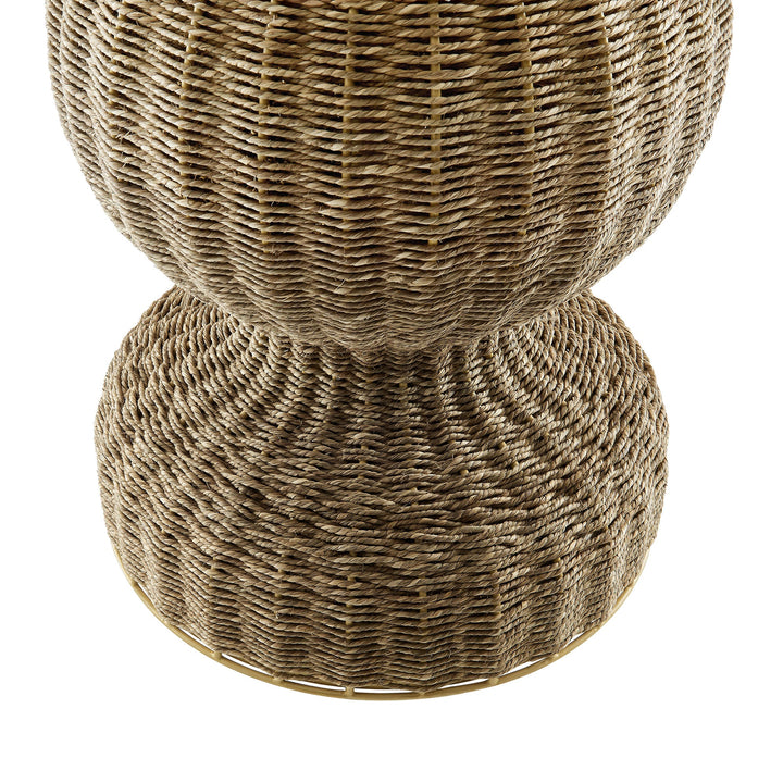 Loom Round Marble Dining Table – Woven Seagrass Pedestal Base 36" Denmark Home