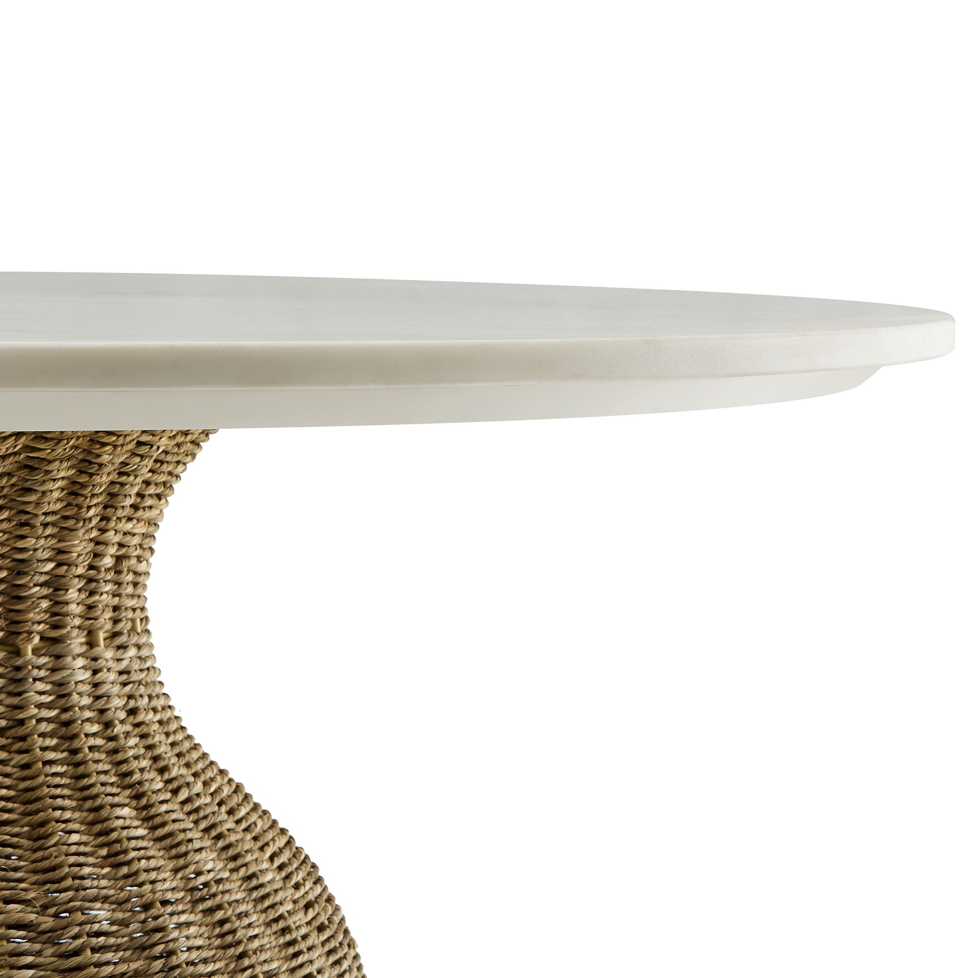 Loom Round Marble Dining Table – Woven Seagrass Pedestal Base 36" Denmark Home