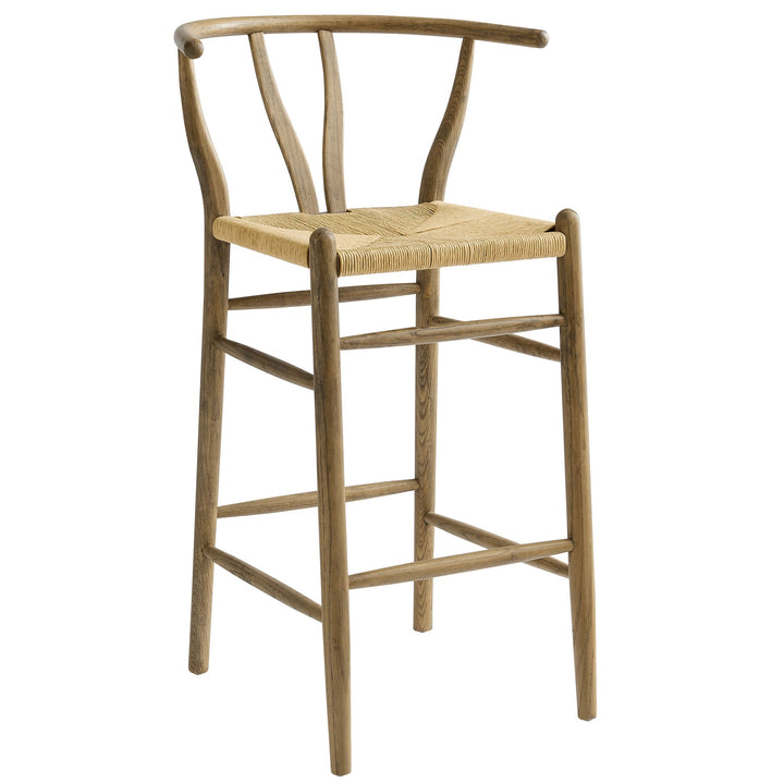 Kalvind Elm Wood Bar Stool - Weathered Gray Teak Denmark Home