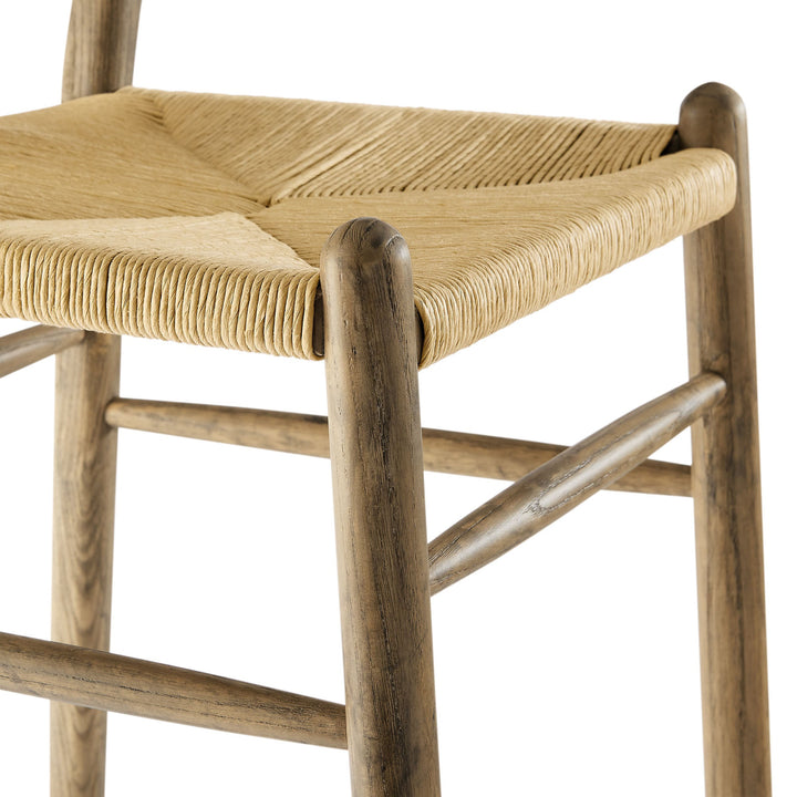 Kalvind Elm Wood Bar Stool - Weathered Gray Teak Denmark Home