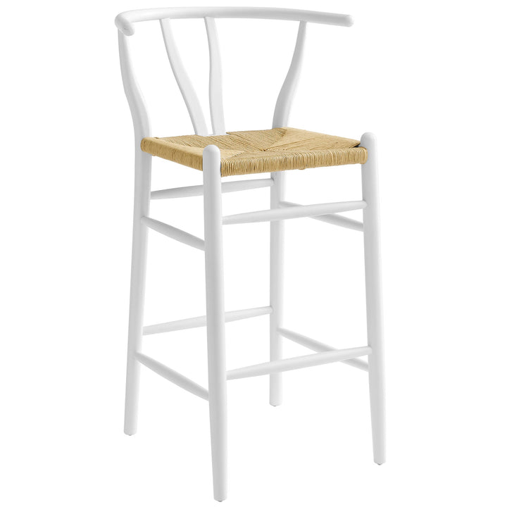 Kalvind Elm Wood Bar Stool - White Denmark Home