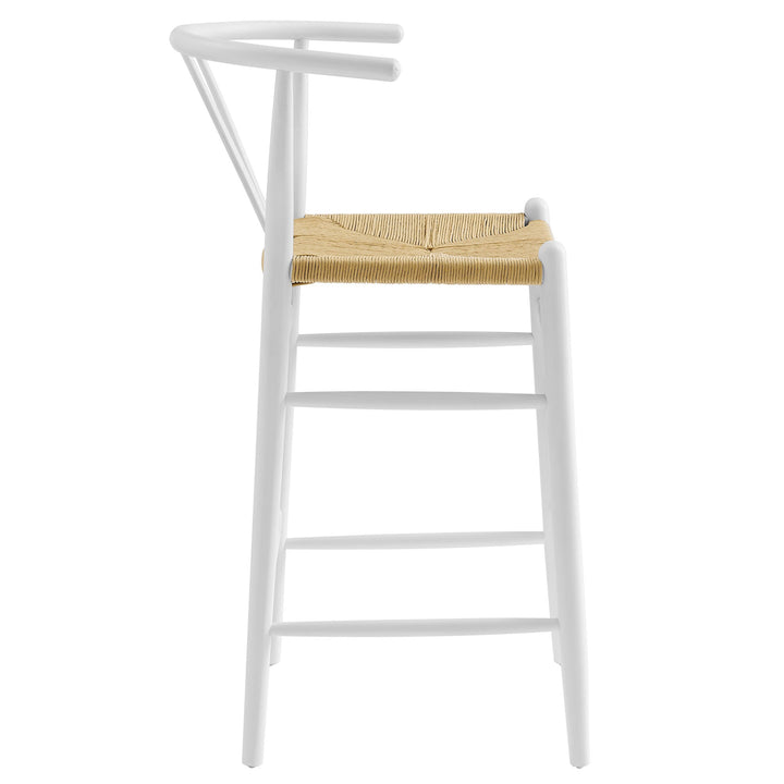 Kalvind Elm Wood Bar Stool - White Denmark Home