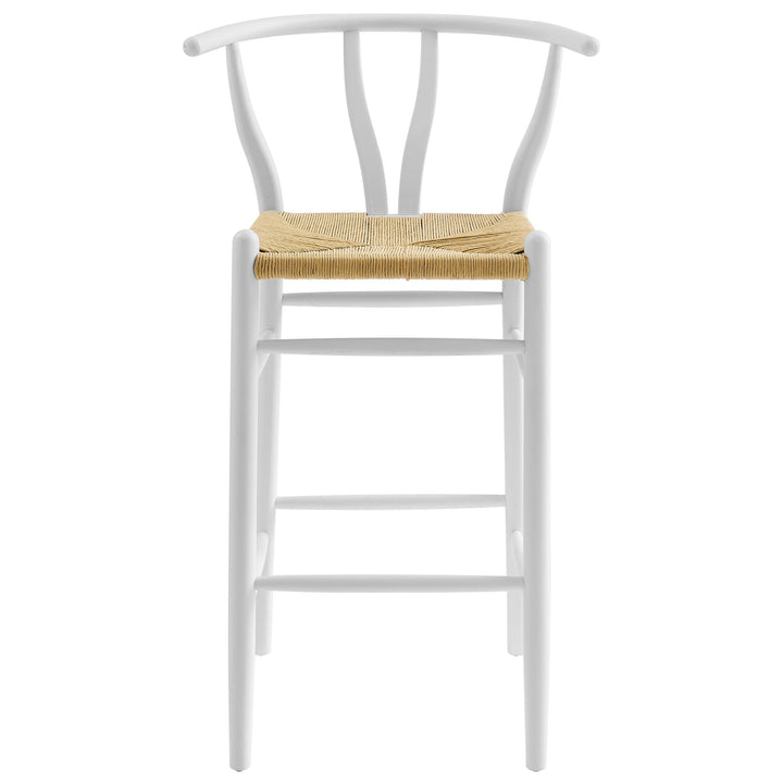 Kalvind Elm Wood Bar Stool - White Denmark Home