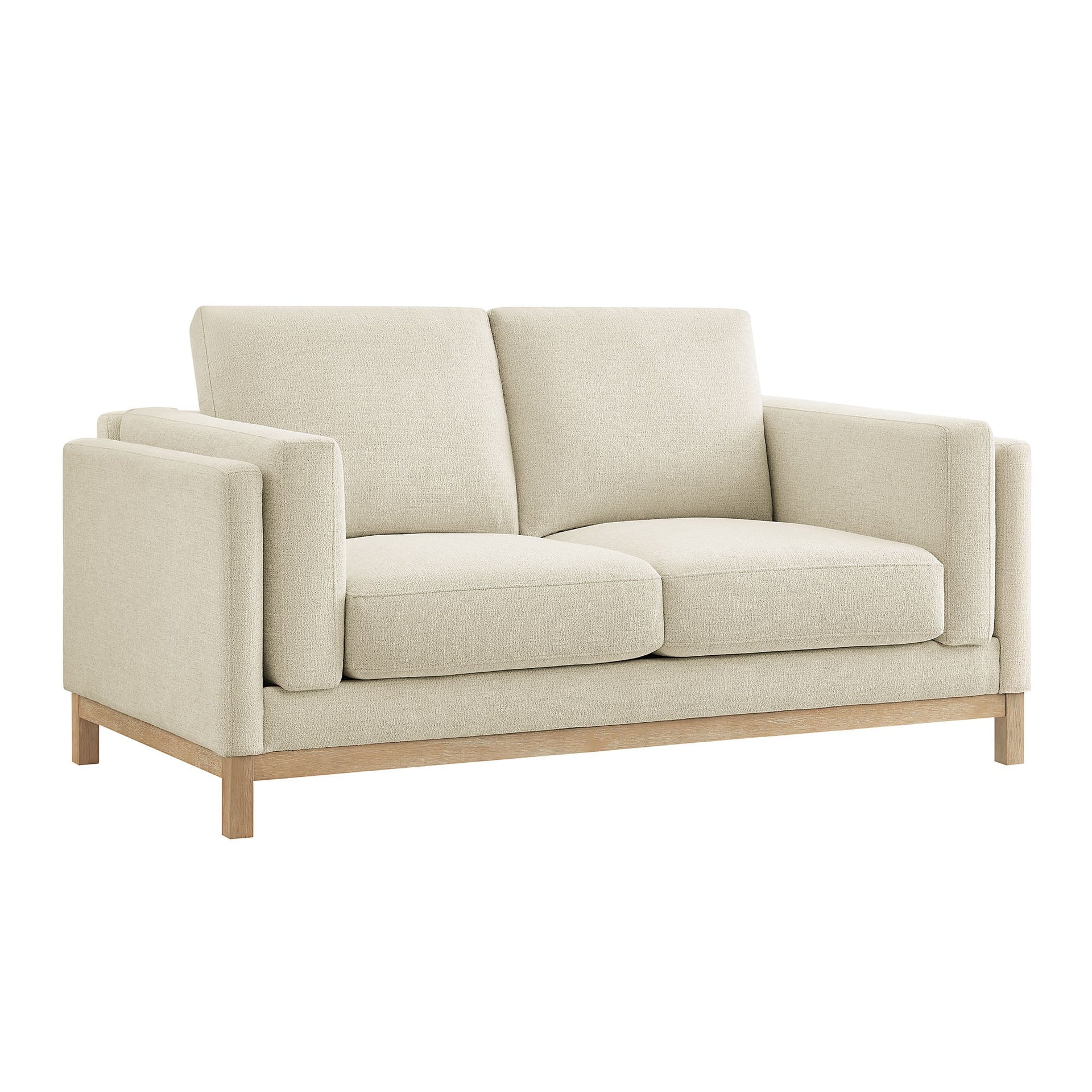 Elavare Chenille Fabric Loveseat – Ivory