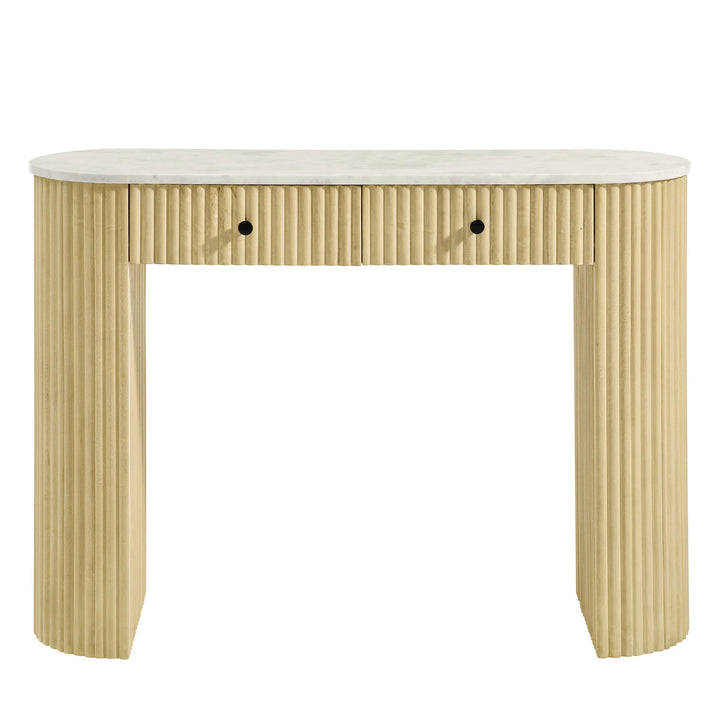Potton 42" Curved Solid Wood and Marble Console Table - Natural Denmark Home