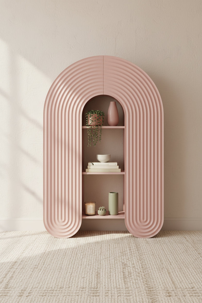 Float Arched Ripple Bookcase - Soft Pink Denmark Home