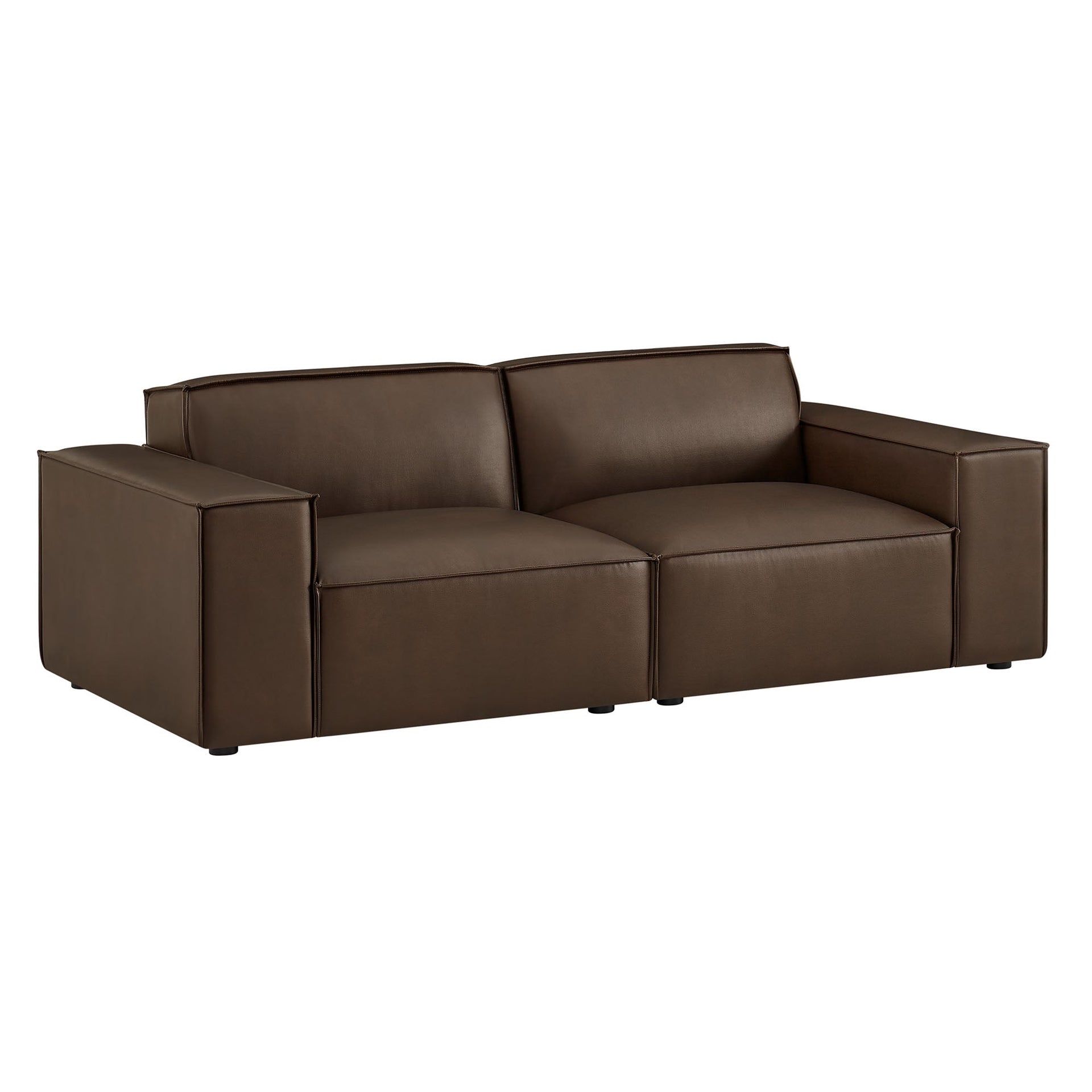 Lucent Vegan Leather 2-Piece Sectional Loveseat – Espresso