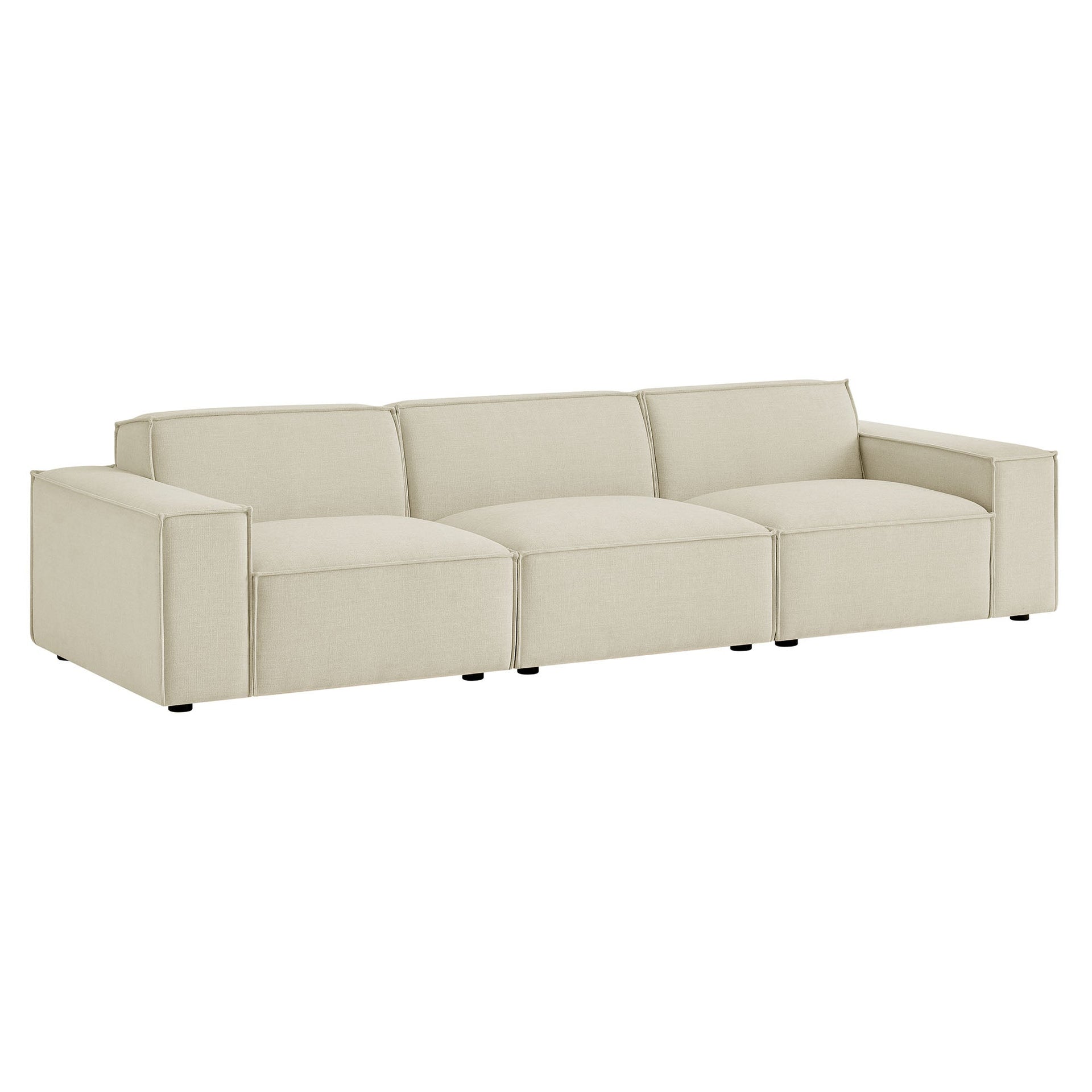 Lucent Performance Fabric 3-Piece Sectional Sofa –Ecru