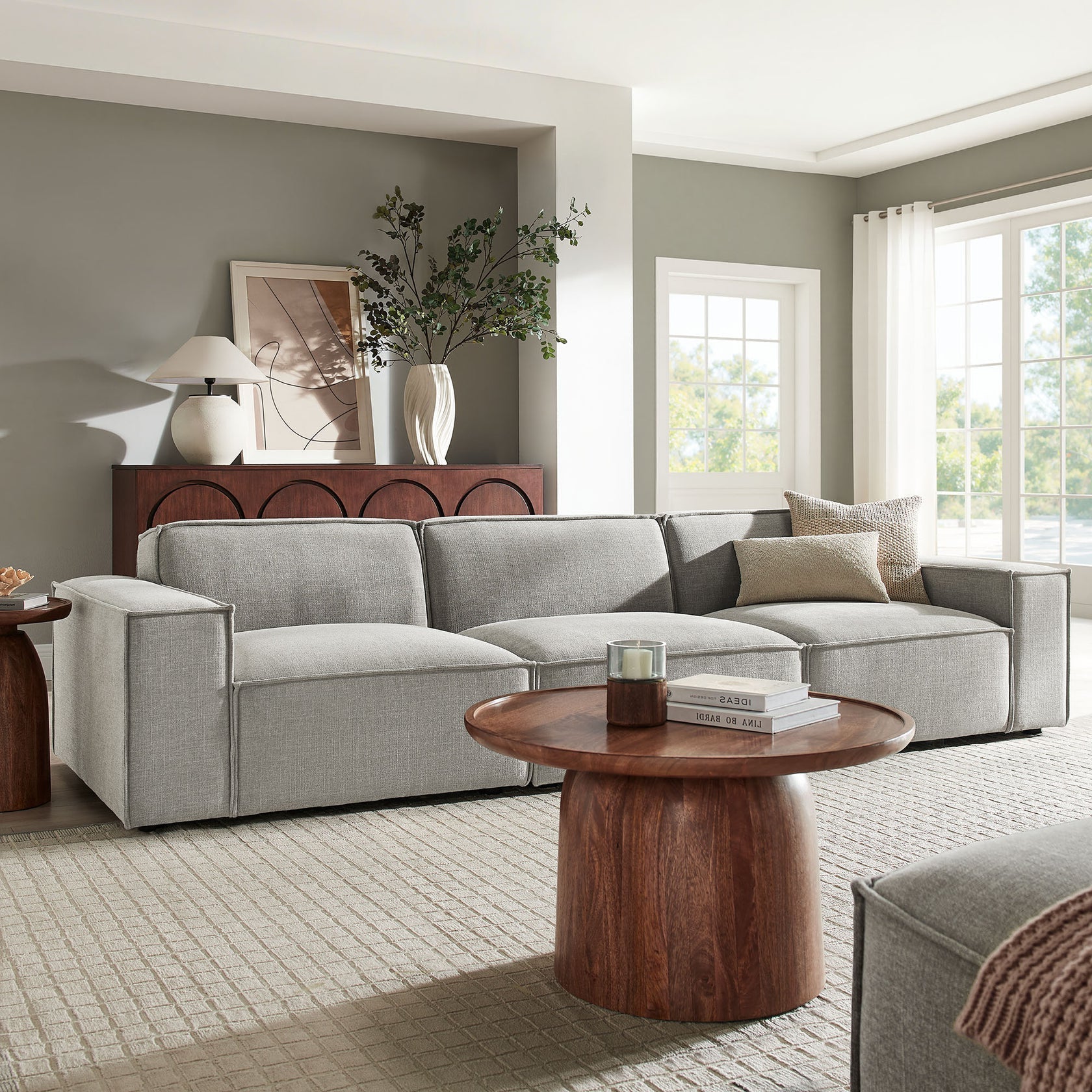 Lucent Performance Fabric 3-Piece Sectional Sofa - Pewter