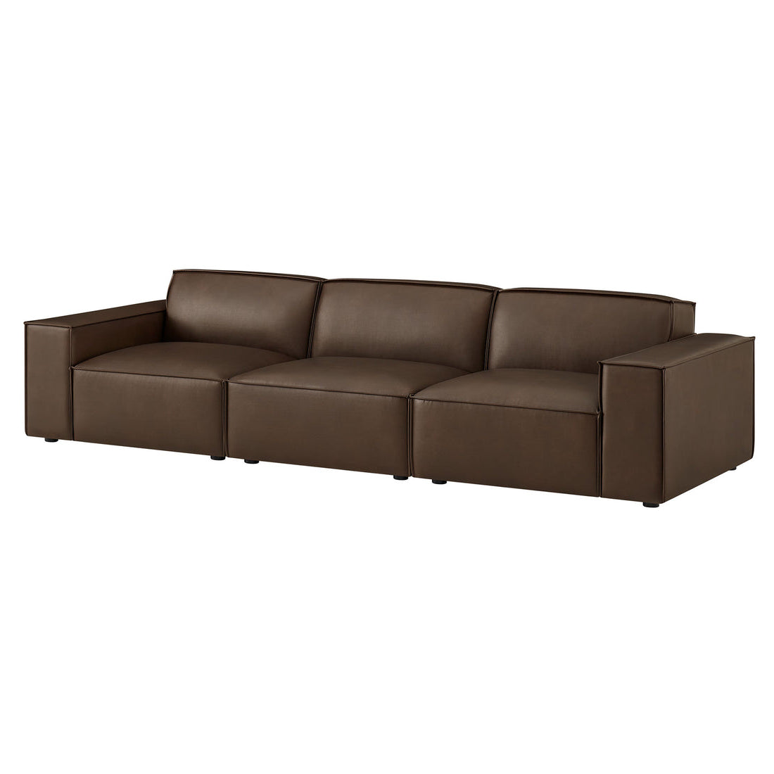 Lucent Vegan Leather 3-Piece Sectional Sofa- Espresso