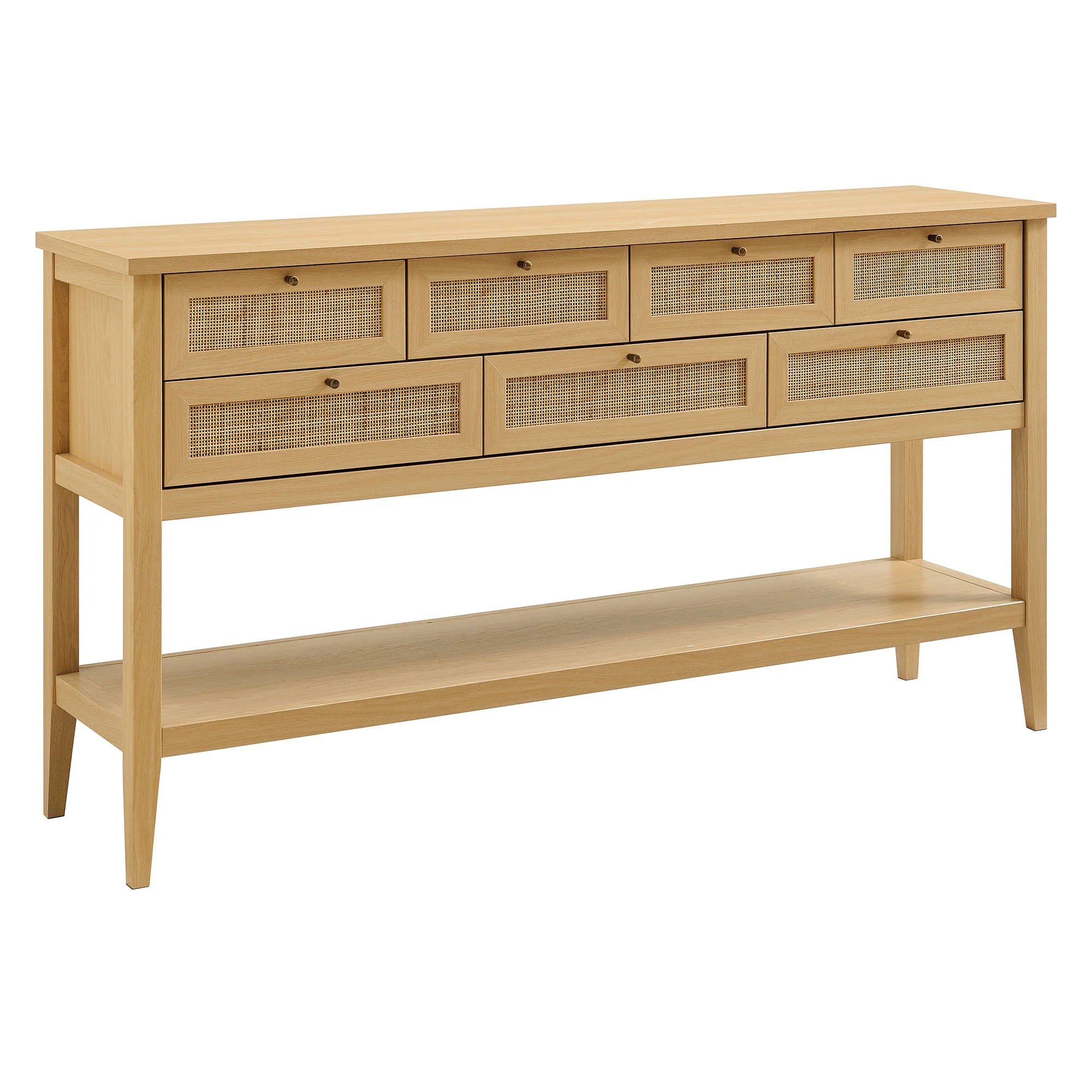 Elyra 62 Inch Rattan Console Table - Oak Denmark Home