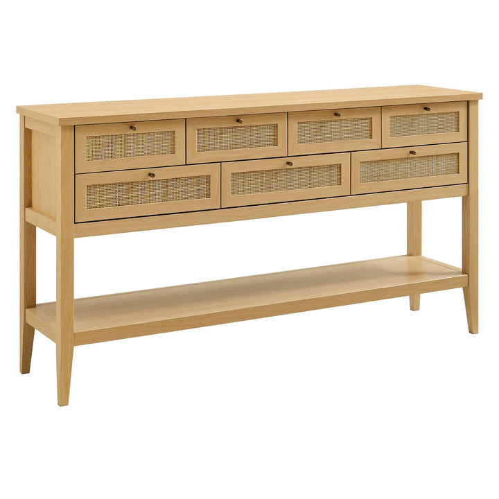 Elyra 62 Inch Rattan Console Table - Oak Denmark Home