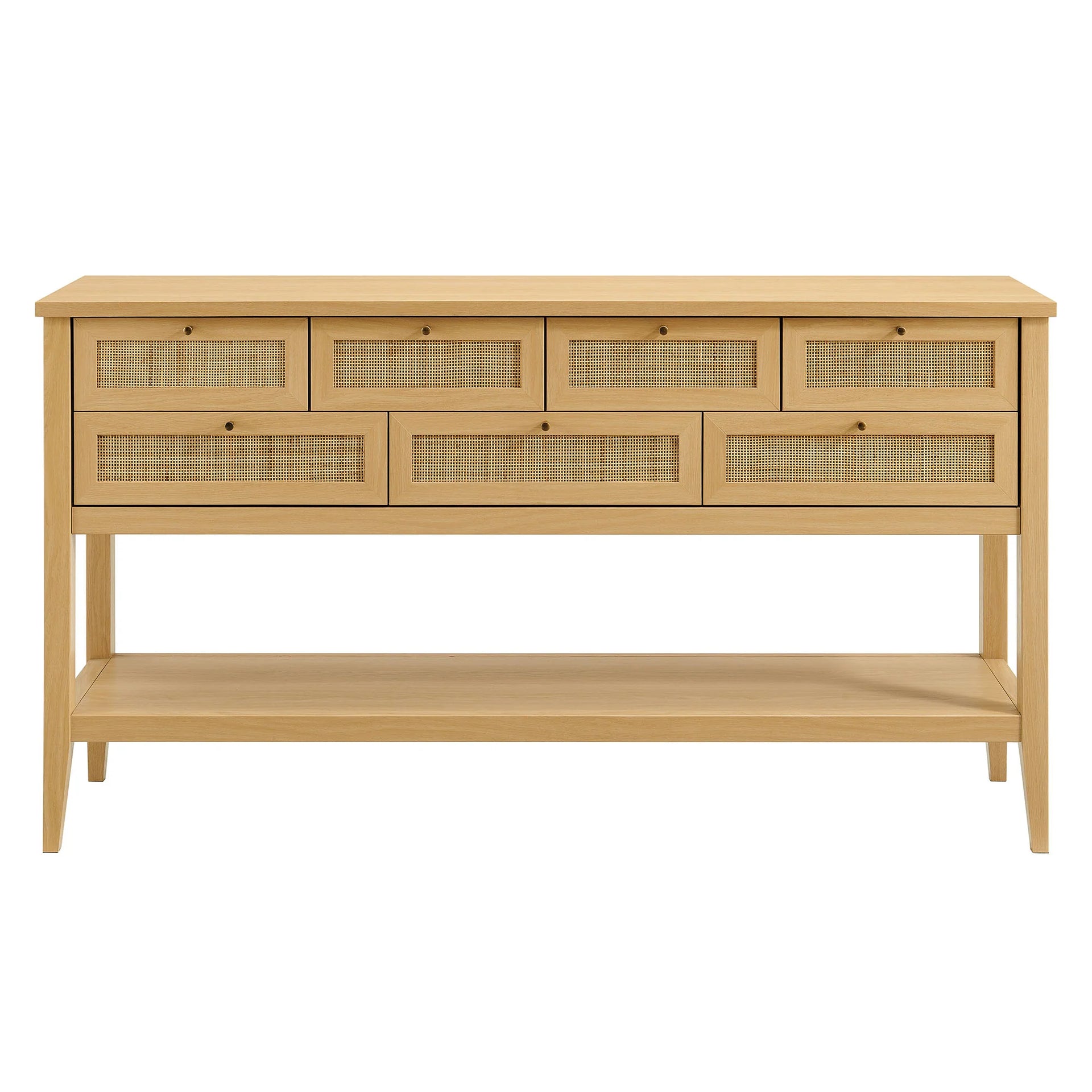 Elyra 62 Inch Rattan Console Table - Oak Denmark Home