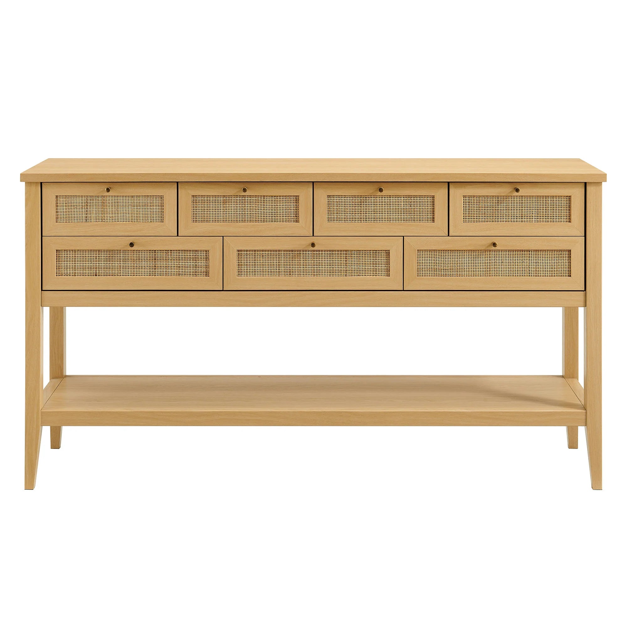 Elyra 62 Inch Rattan Console Table - Oak Denmark Home