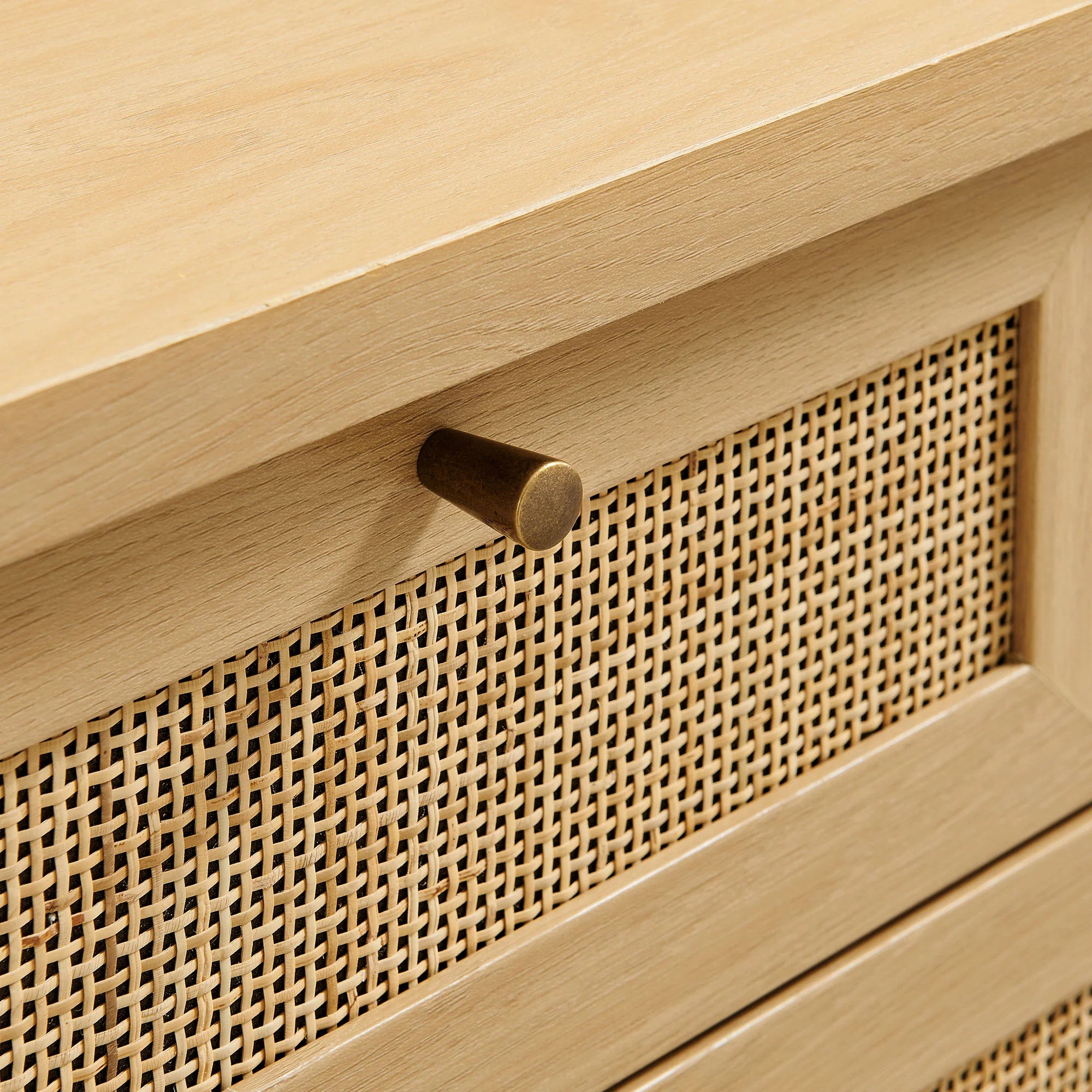 Elyra 62 Inch Rattan Console Table - Oak Denmark Home