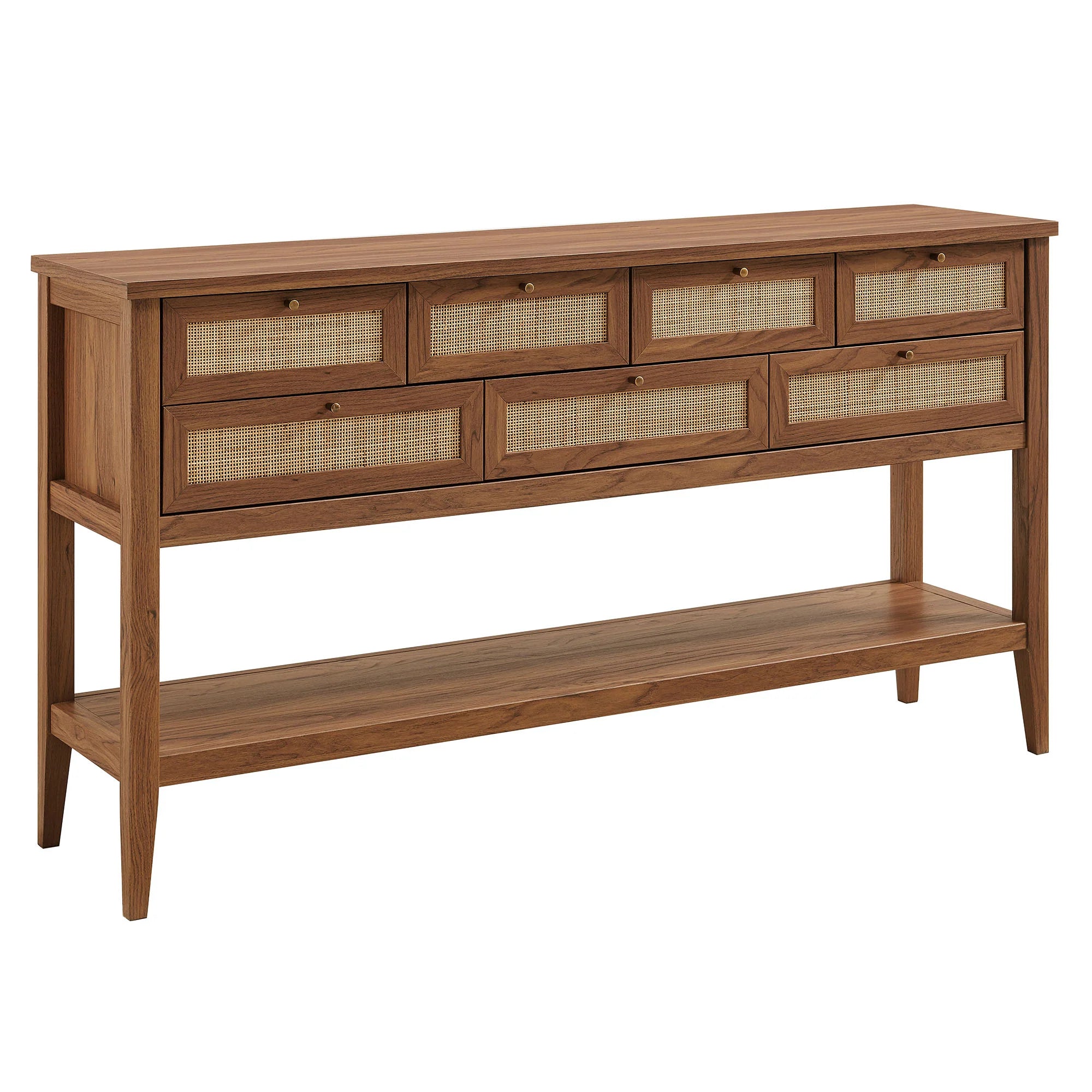 Elyra 62 Inch Rattan Console Table - Walnut Denmark Home