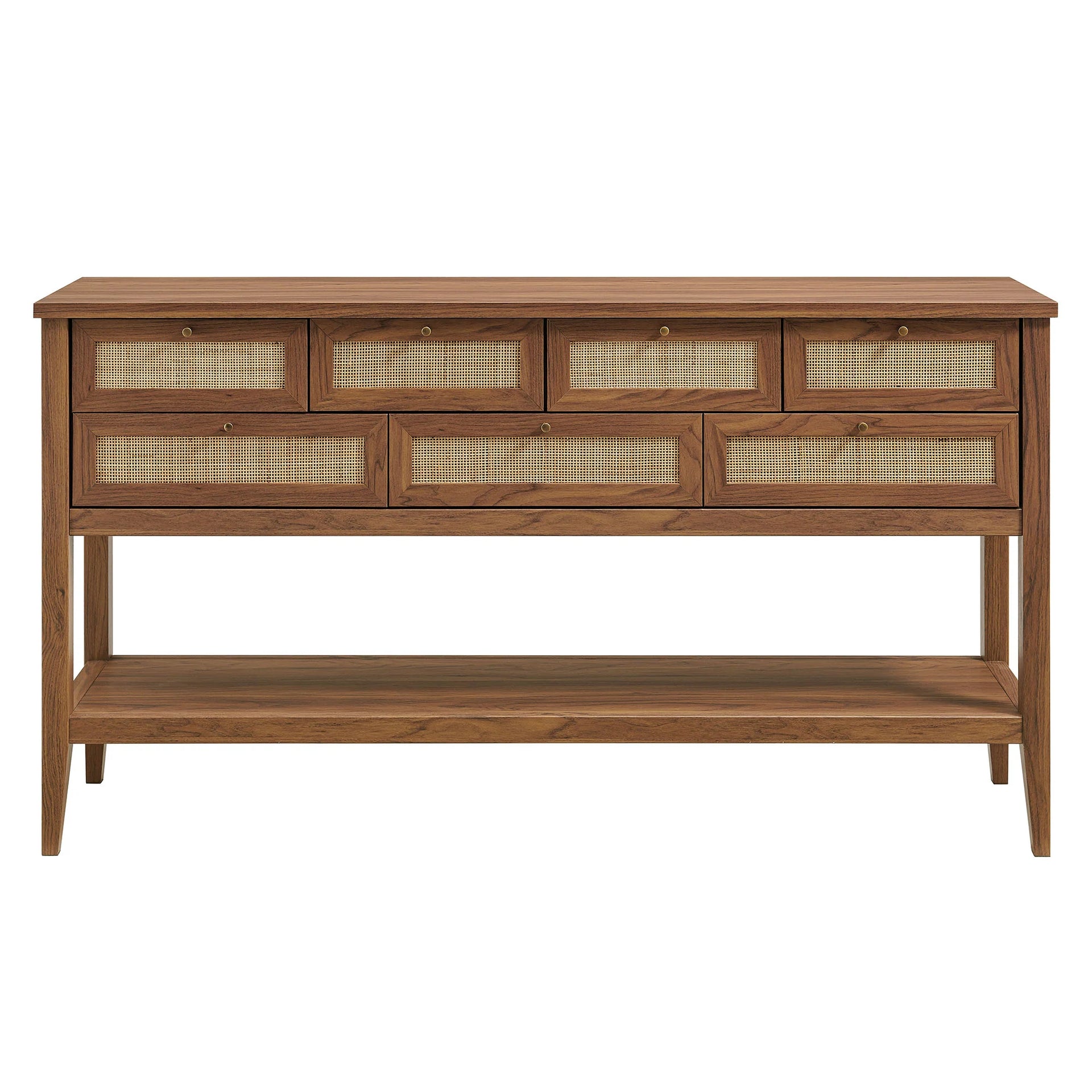 Elyra 62 Inch Rattan Console Table - Walnut Denmark Home