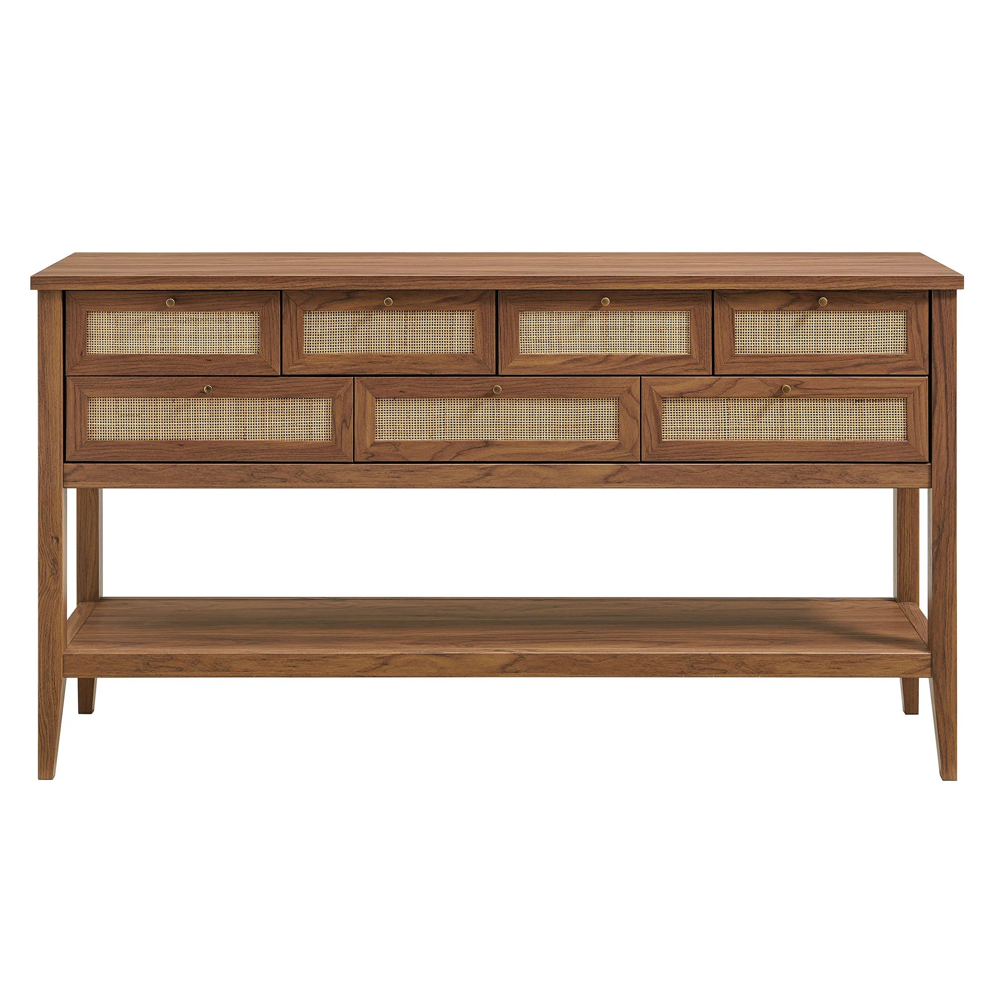 Elyra 62 Inch Rattan Console Table - Walnut Denmark Home