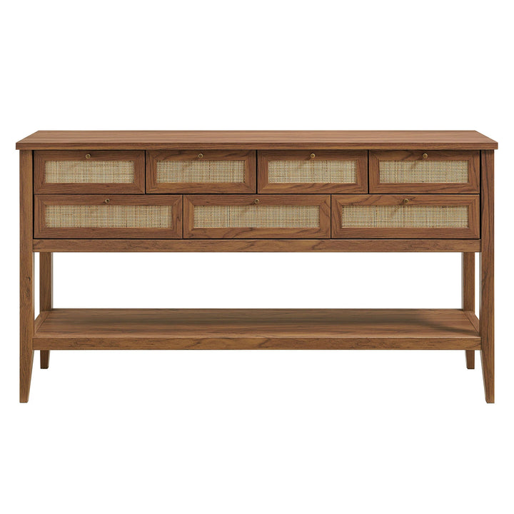 Elyra 62 Inch Rattan Console Table - Walnut Denmark Home