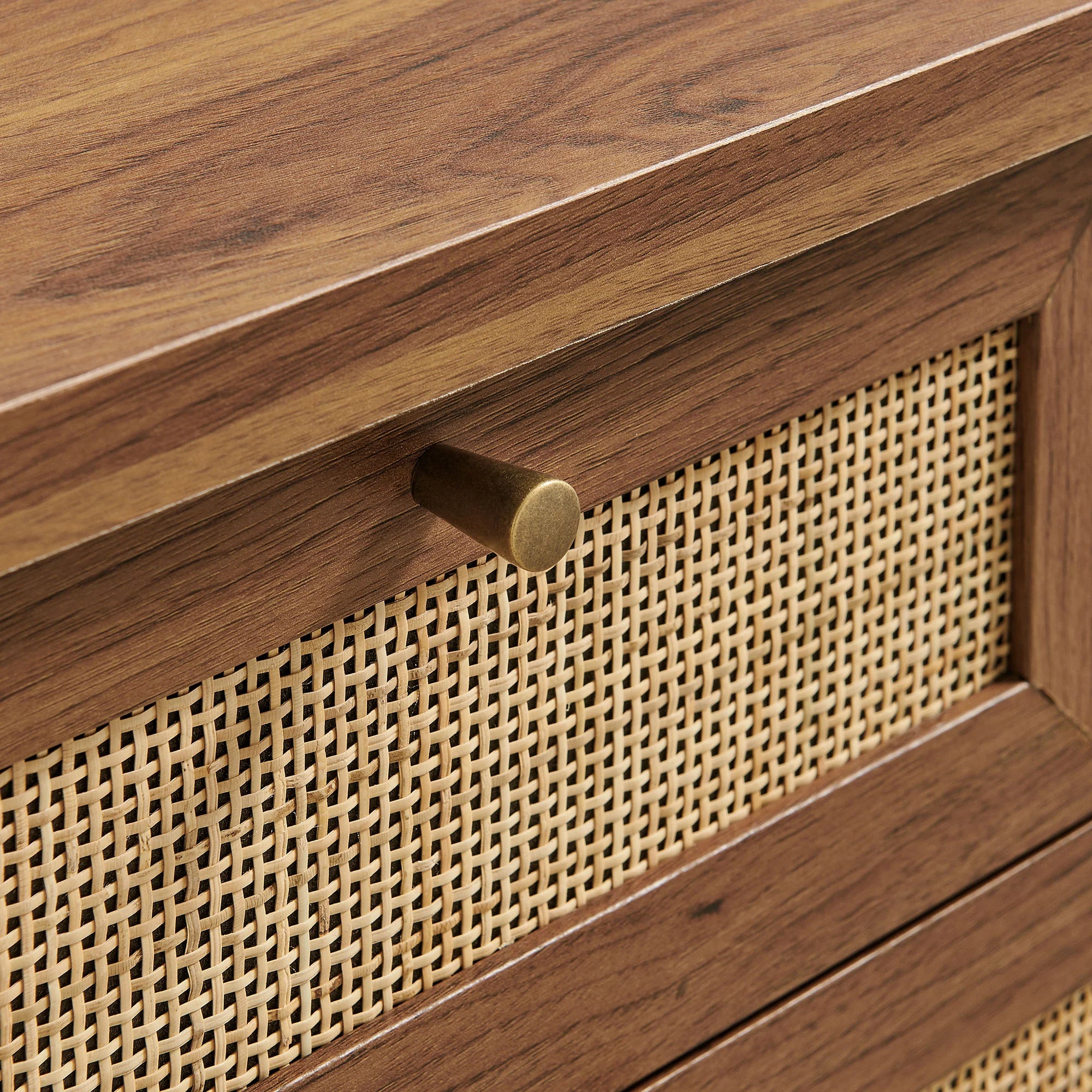 Elyra 62 Inch Rattan Console Table - Walnut Denmark Home