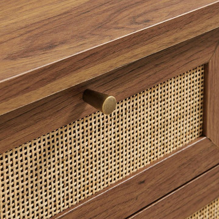 Elyra 62 Inch Rattan Console Table - Walnut Denmark Home