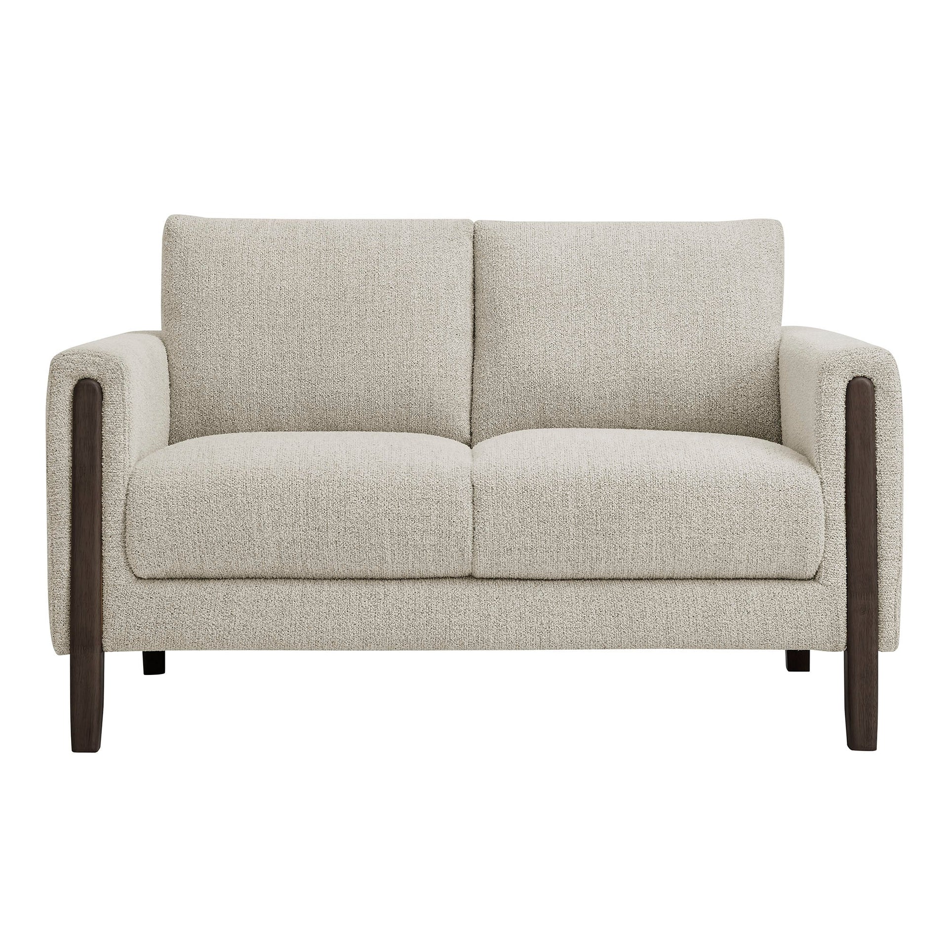 Orvik Boucle Fabric Loveseat – Parchment Espresso