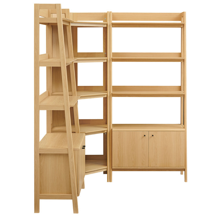 Teak Corner Bookcase Set - Oak Denmark Home