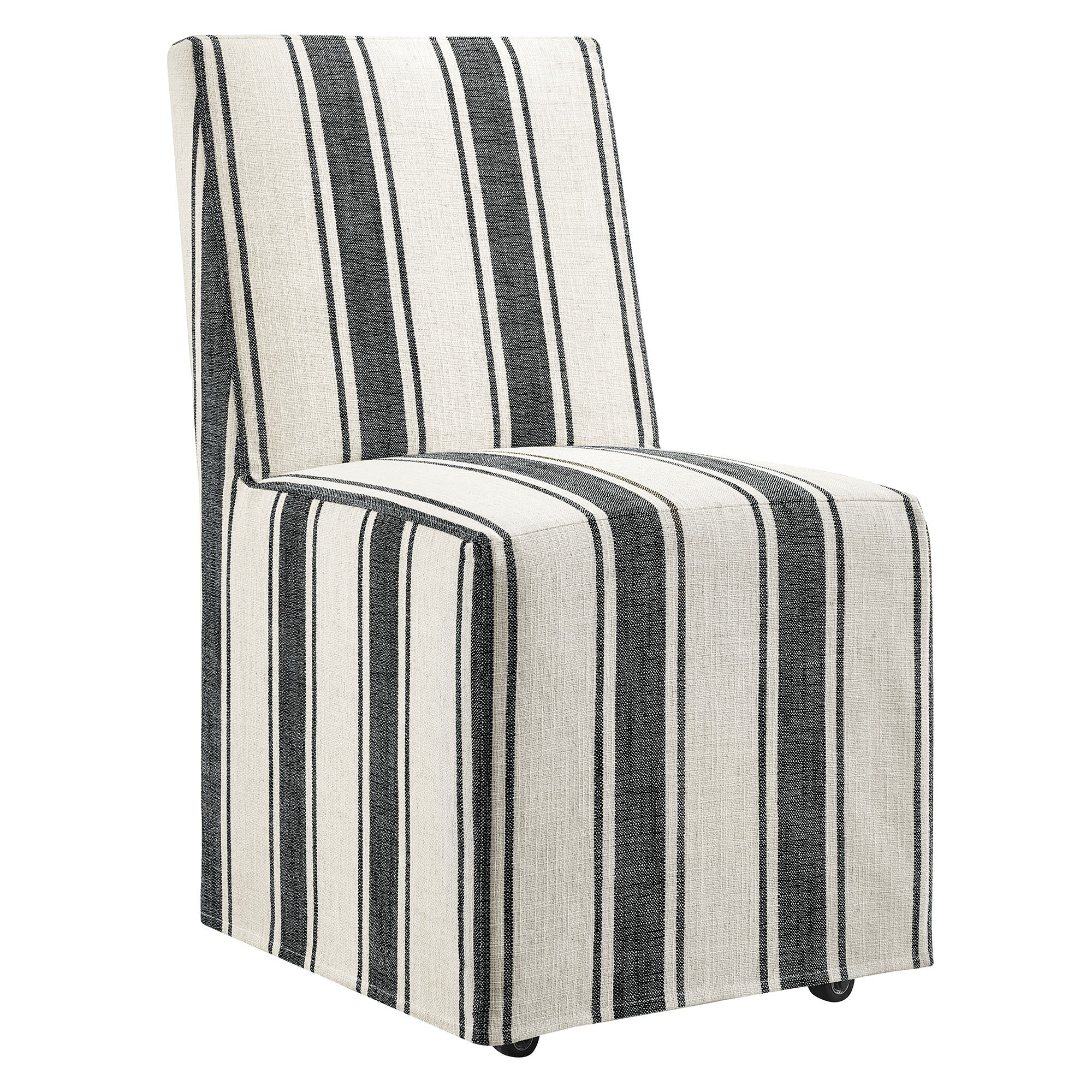 Doux Slipcovered Dining Side Chair - Black Stripe Denmark Home