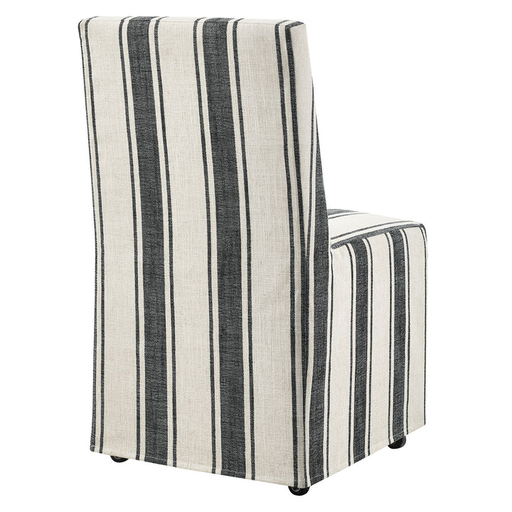 Doux Slipcovered Dining Side Chair - Black Stripe Denmark Home