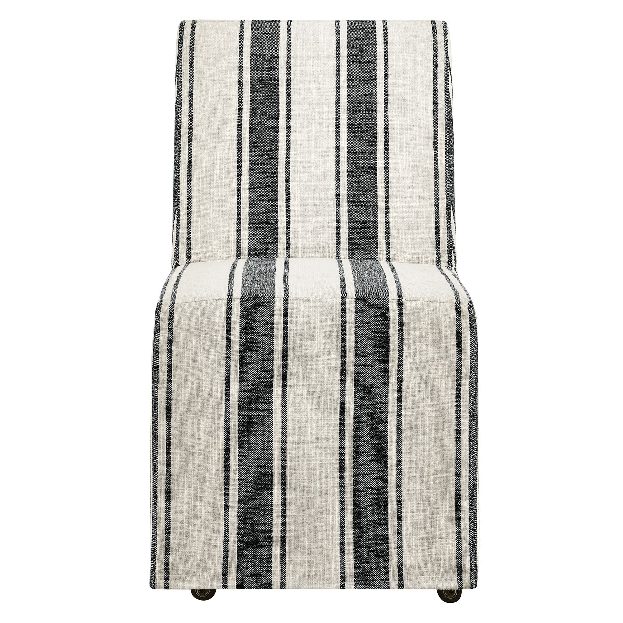 Doux Slipcovered Dining Side Chair - Black Stripe Denmark Home