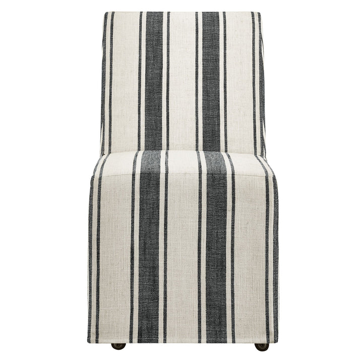 Doux Slipcovered Dining Side Chair - Black Stripe Denmark Home