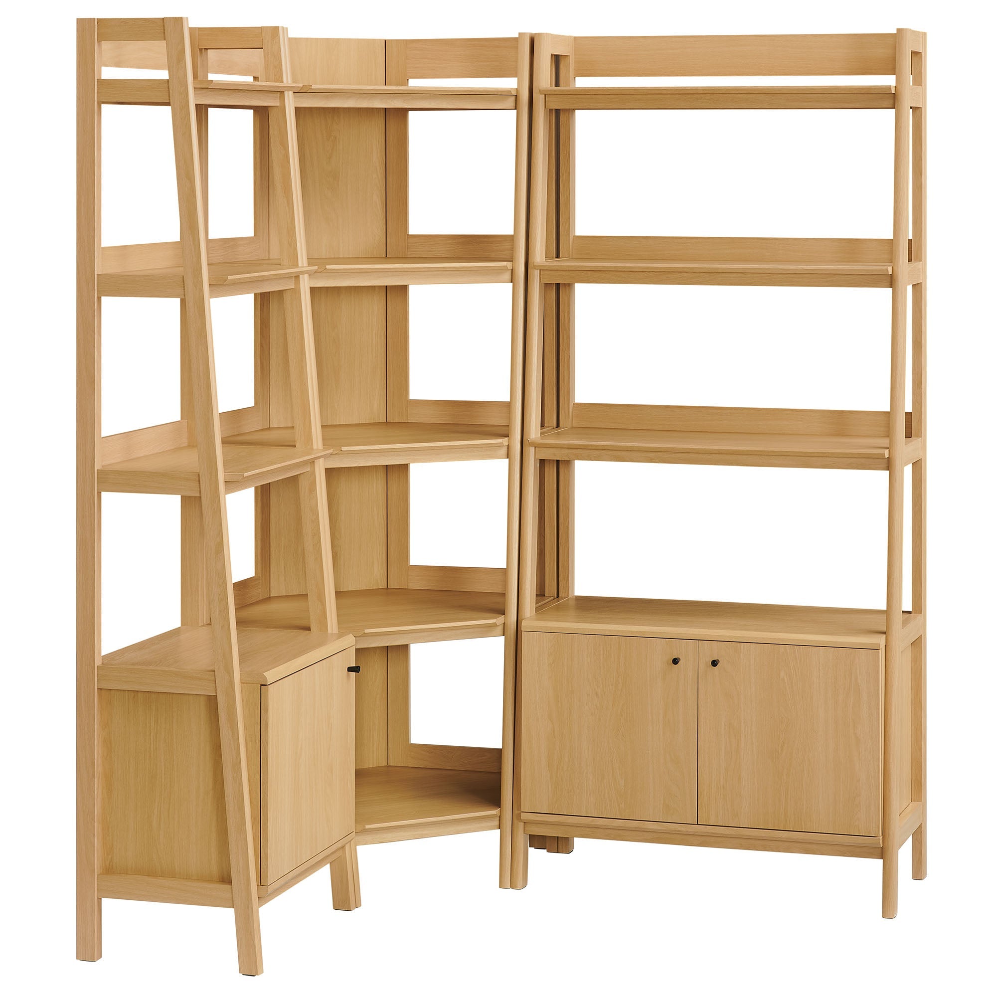 Teak Corner Bookcase Set - Oak Denmark Home