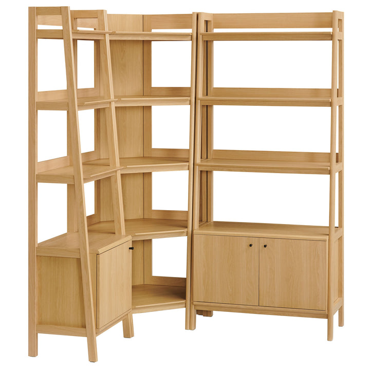 Teak Corner Bookcase Set - Oak Denmark Home