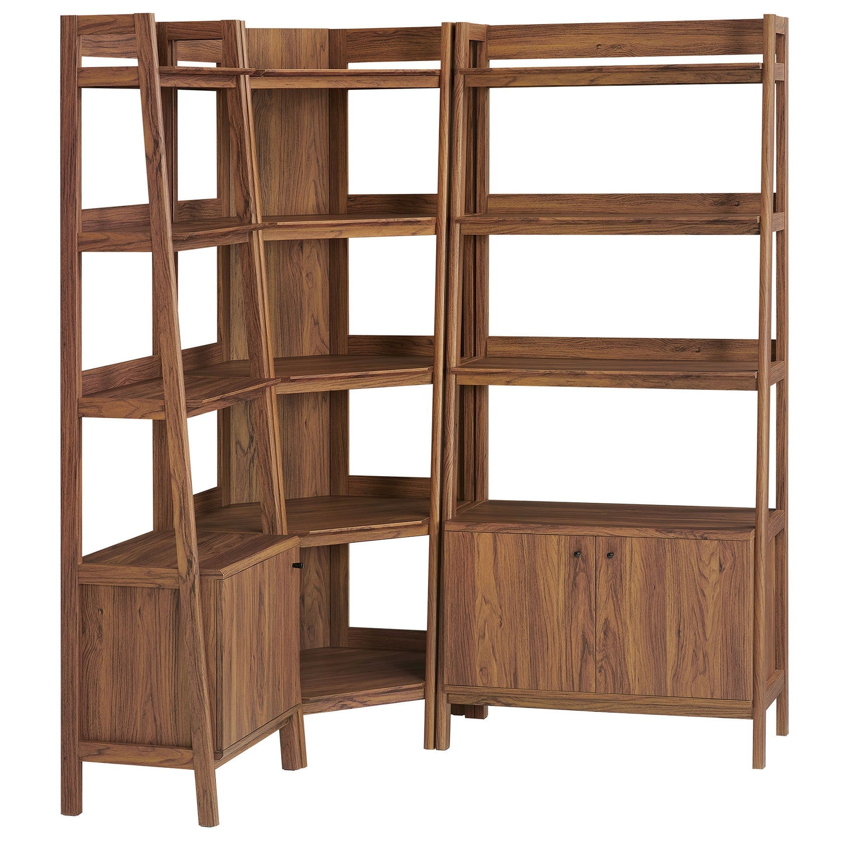 Teak Corner Bookcase Set - Walnut Denmark Home