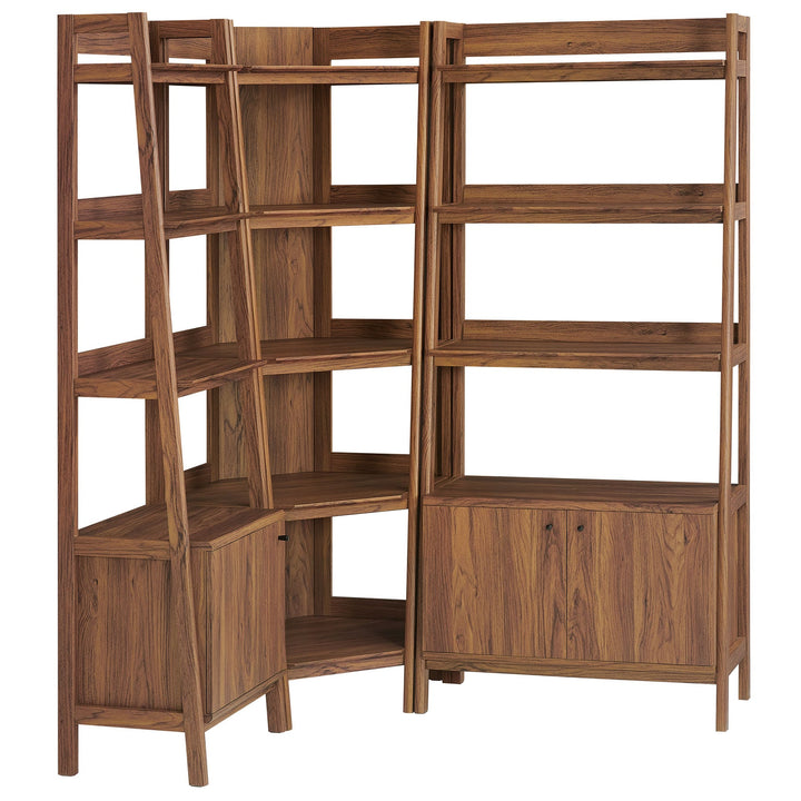Teak Corner Bookcase Set - Walnut Denmark Home