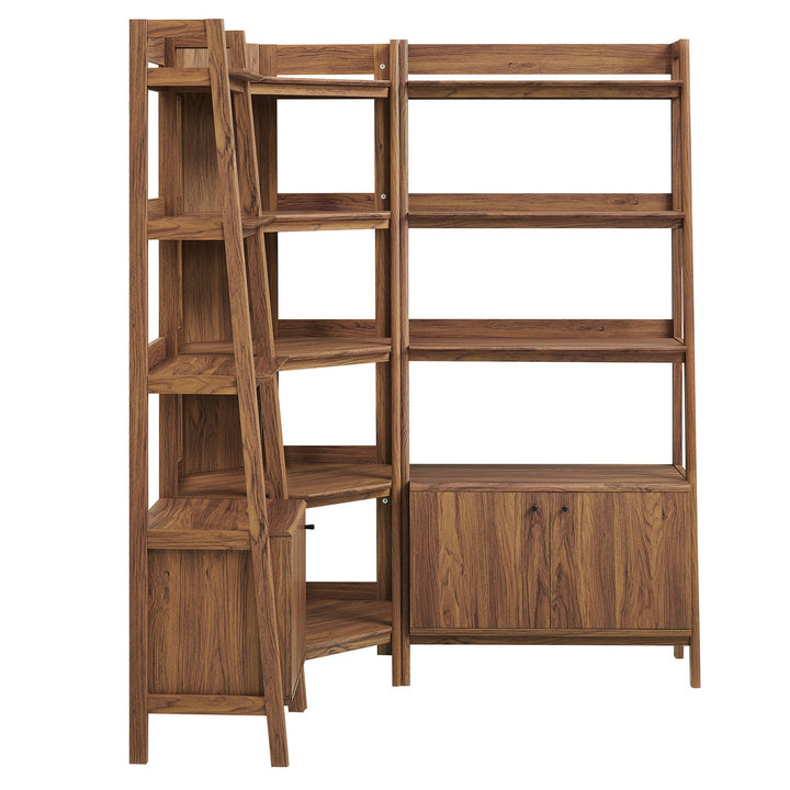 Teak Corner Bookcase Set - Walnut Denmark Home