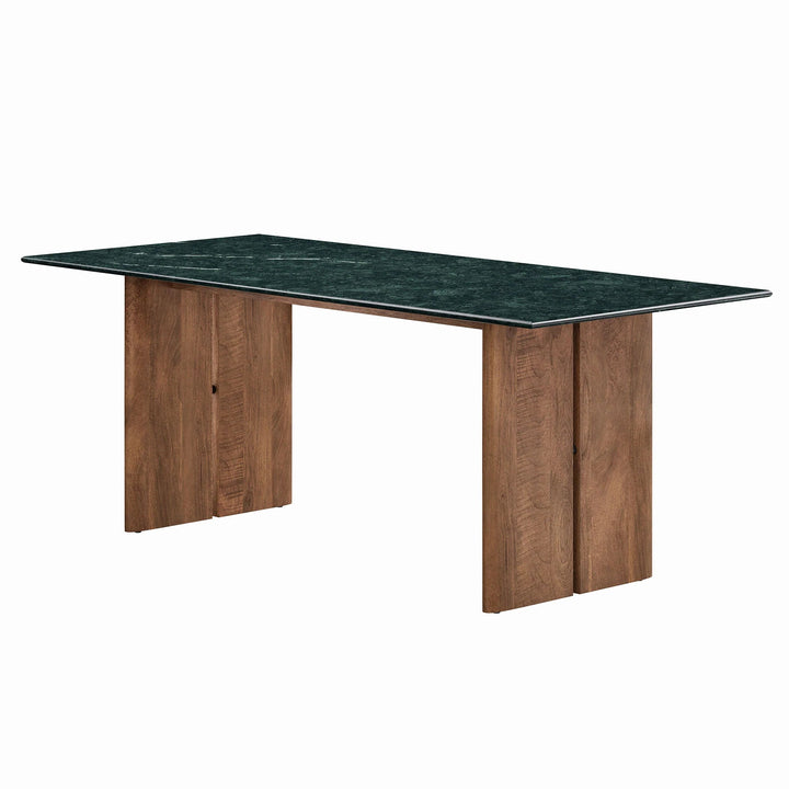 Arca 86 Inch Marble Dining Table - Walnut Green Marble Denmark Home